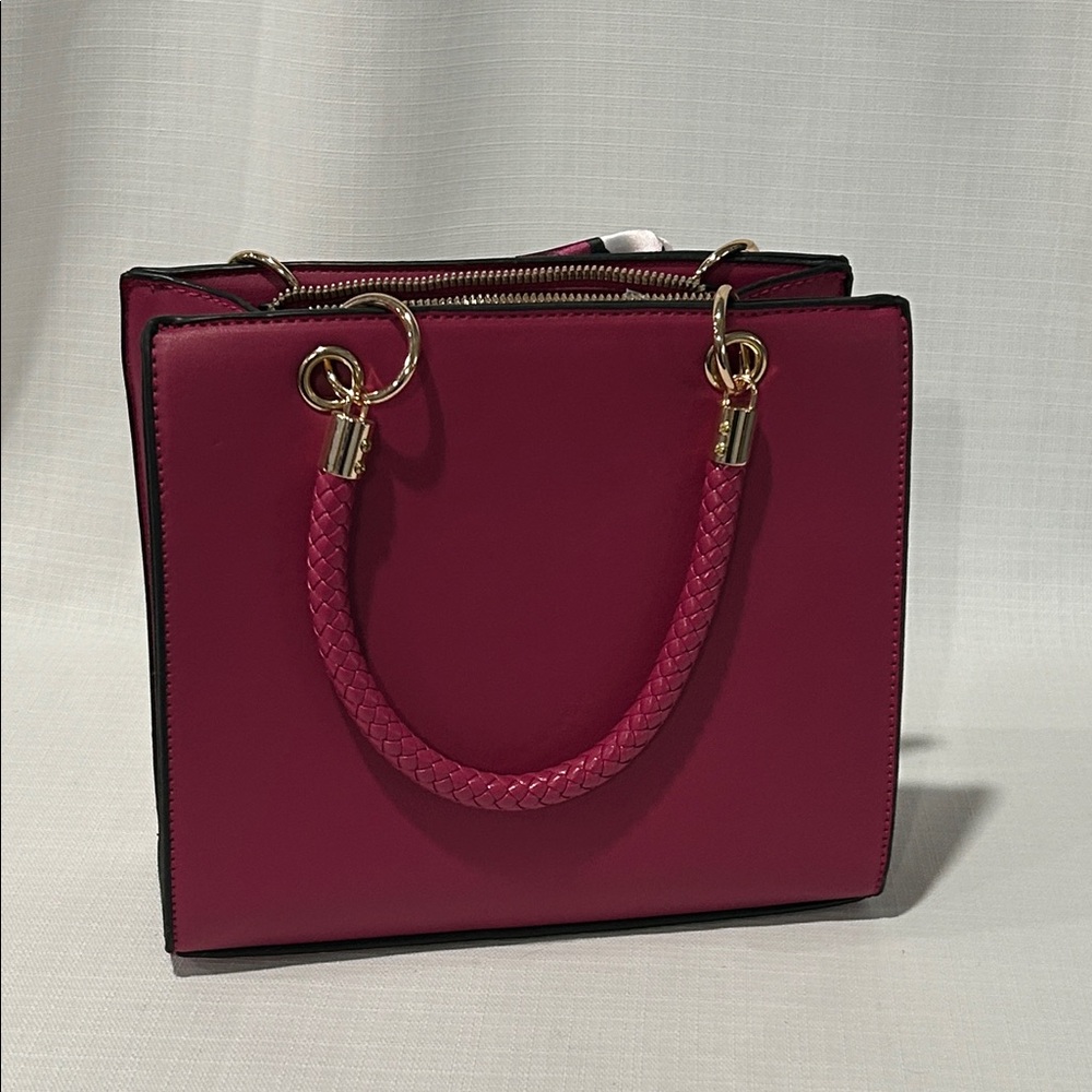 Malibu Sky Fuchsia Quilted Satchel with Scarf - Picture 3 of 6